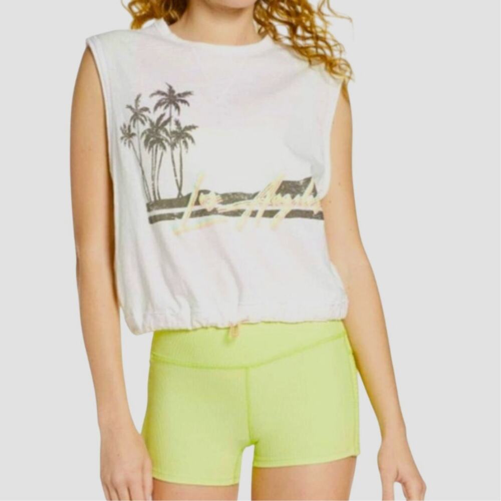 Free People Bring the‎ Heat Graphic Muscle Crop T-Shirt Top